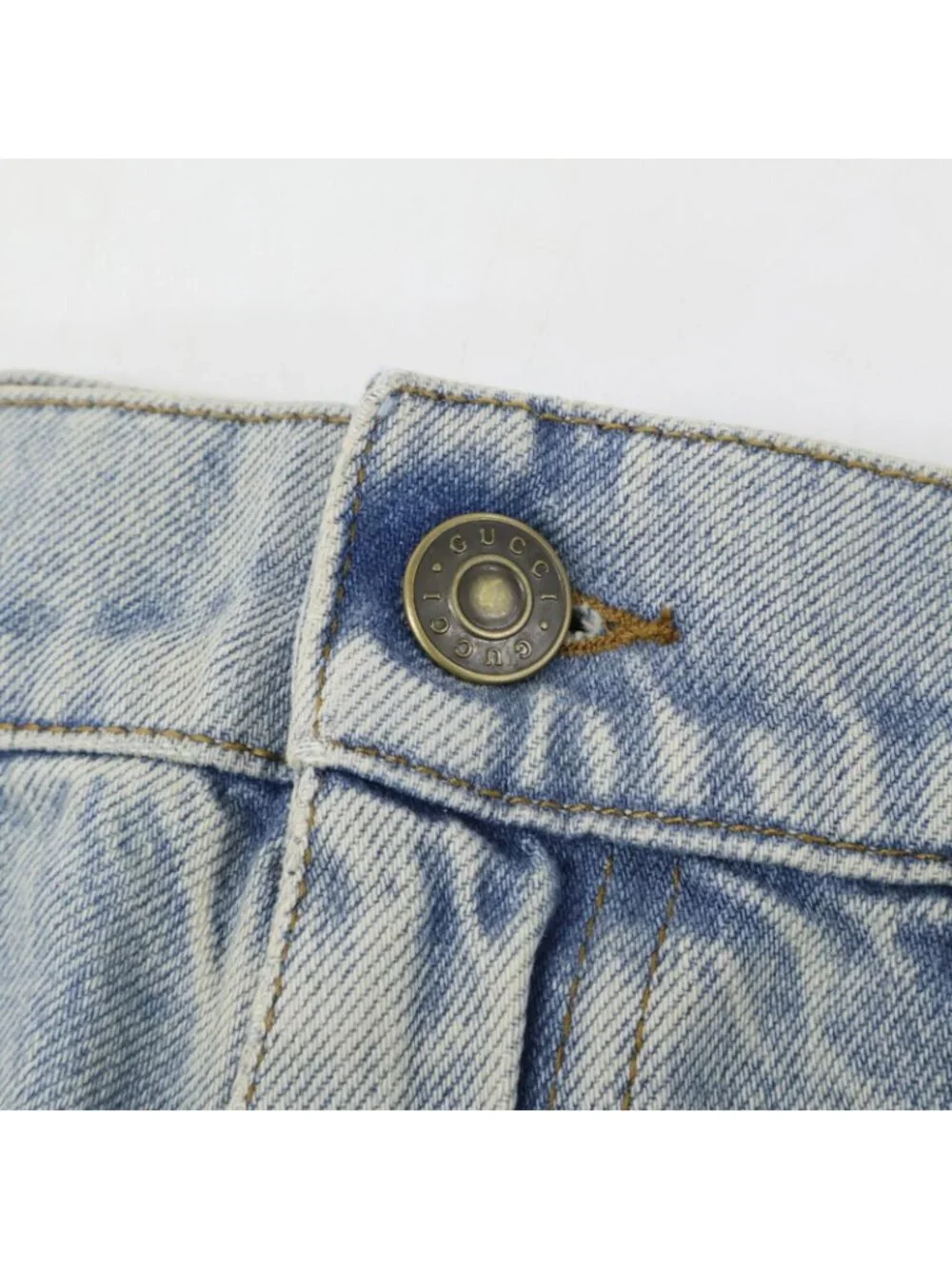 Gucci Light Blue GG Turnup Washed Denim Pants 28